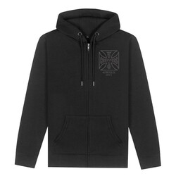 WCC ATX Cross Zip Hoodie Noir/Gris - Mélange de Coton Lourd avec Logo Iconique