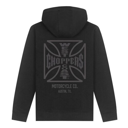 West Coast Choppers WCC ATX Cross Zip Hoodie Zwart/Grijs - Zware Katoenmix met Iconisch Logo