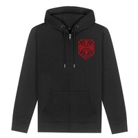 WCC ATX Cross Zip Hoodie Noir/Rouge - Mélange de Coton Lourd avec Logo Iconique