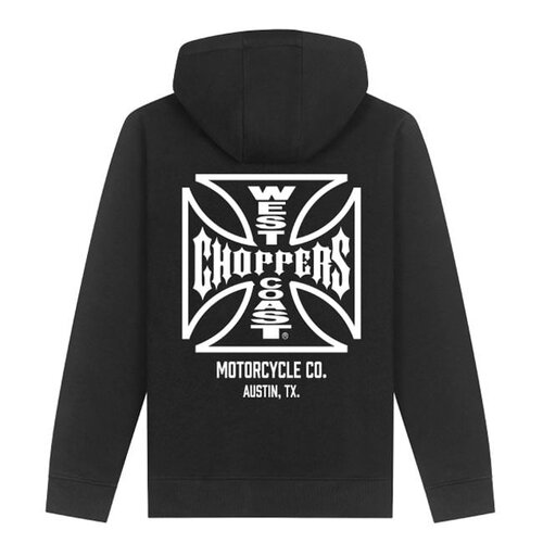 West Coast Choppers WCC ATX Cross Zip Hoodie Schwarz/Weiß - Schwerer Baumwollmix mit ikonischem Logo