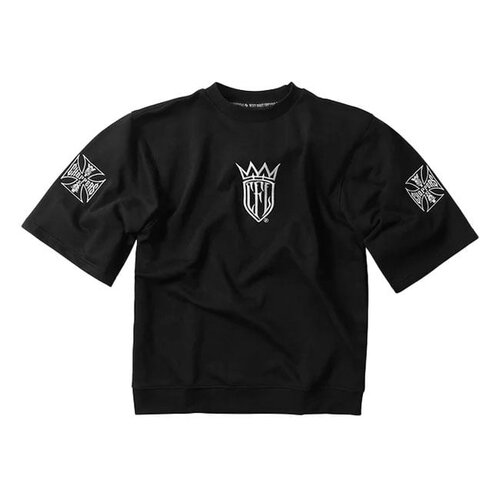West Coast Choppers WCC CFL Chop Sleeve Sweater Noir - Mélange de Coton/Polyester Lourd avec Logos Brodés