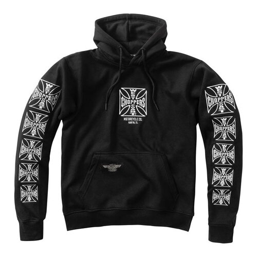 West Coast Choppers WCC Dominator Hoodie Noir - Mélange de Coton Lourd avec Logos Brodés