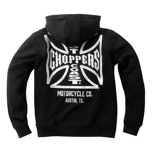 West Coast Choppers WCC Dominator Zip Hoodie Noir - Mélange de Coton Lourd avec Logos Brodés