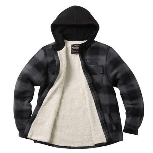 West Coast Choppers WCC Hell Bent Flannel Jacket Charcoal/Zwart met Sherpa Voering
