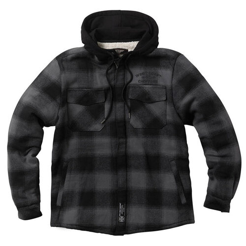West Coast Choppers WCC Hell Bent Flannel Jacket Charcoal/Zwart met Sherpa Voering