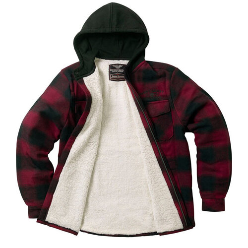West Coast Choppers WCC Hell Bent Flanneljacke Rot/Schwarz mit Sherpa-Futter