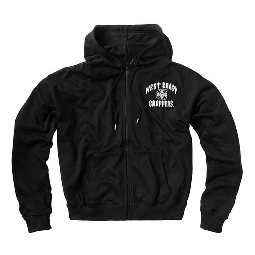 West Coast Choppers WCC Iron Oversized Zip Hoodie Zwart - Zware Stof, Raglan Mouwen voor Comfort