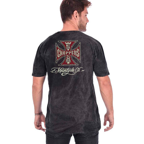 West Coast Choppers WCC Motorcycle Co. Vintage T-Shirt Schwarz Wasch - 100% Premium Baumwolle mit Ikonischem Logo