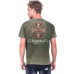 WCC Motorcycle Co. T-Shirt Vintage Lavage Vert - 100% Coton, Design Logo Iconique