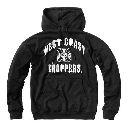 West Coast Choppers WCC Iron Oversized Hoodie Schwarz - Schwerer Reißverschluss Hoodie mit Raglanärmeln