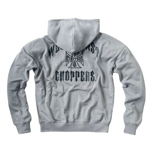 West Coast Choppers WCC Iron Oversized Zip Hoodie Grau - Schwerer Stoff mit Raglanärmeln