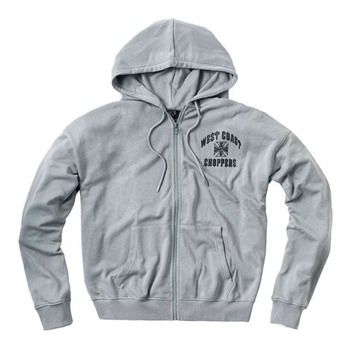 West Coast Choppers WCC Iron Oversized Zip Hoodie Grau - Schwerer Stoff mit Raglanärmeln