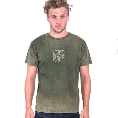 West Coast Choppers T-Shirt WCC Loud Pipes Vert Vintage - T-shirt en Coton Coupe Classique