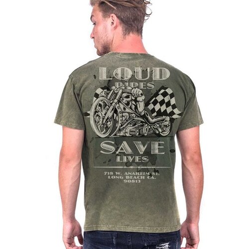 West Coast Choppers WCC Loud Pipes T-Shirt Vintage Groen - Regular Fit Katoenen T-shirt