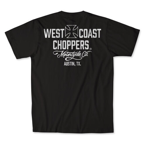 West Coast Choppers WCC Motorcycle T-Shirt Black/White - 100% Premium Cotton, Comfortable Fit