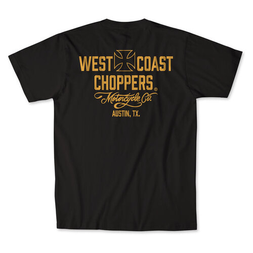 West Coast Choppers WCC Motorcycle T-Shirt Black/Yellow - 100% Premium Cotton, Comfortable Fit and Iconic Logo
