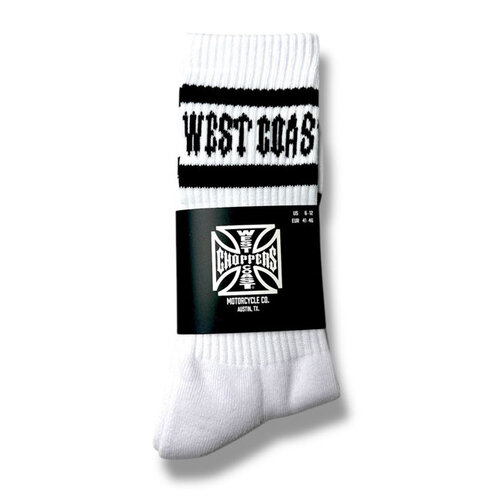 West Coast Choppers WCC OG Crew Socks White - Pair of Crew Socks with Logo