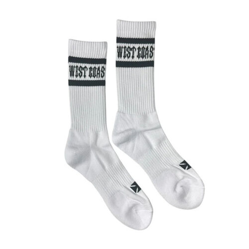West Coast Choppers Chaussettes Crew WCC OG Blanches - Paire de Chaussettes Crew avec Logo