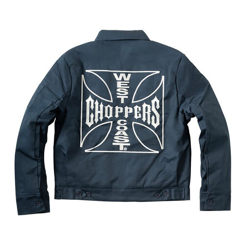 West Coast Choppers WCC OG Lined Workjacket Navy - Klassischer Loose Fit, Robuster Messingreißverschluss, Perfekt für Kalte Tage