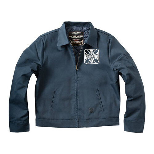 West Coast Choppers WCC OG Lined Workjacket Navy - Klassischer Loose Fit, Robuster Messingreißverschluss, Perfekt für Kalte Tage