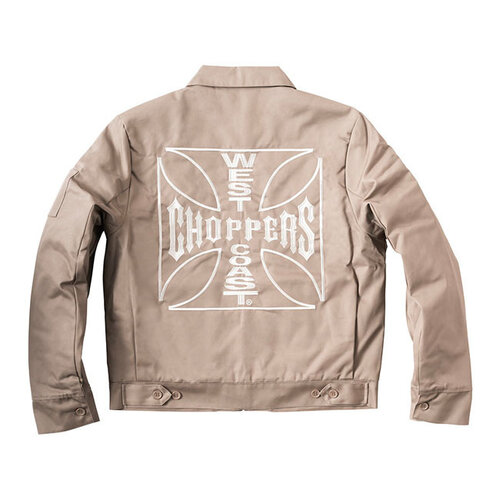 West Coast Choppers WCC OG Lined Workjacket Sand - Klassischer Loose Fit, Robuster Messingreißverschluss, Perfekt für Kalte Tage