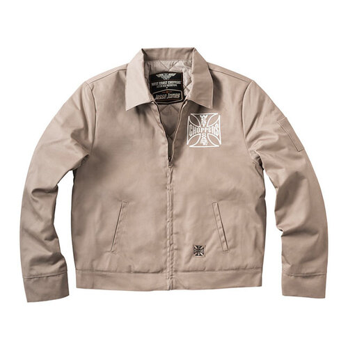 West Coast Choppers WCC OG Lined Workjacket Sand - Classic Loose Fit, Durable Brass Zipper, Perfect for Chilly Days