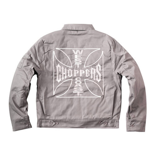 West Coast Choppers WCC OG Lined Workjacket Silver Gray - Classic Loose Fit, Durable Brass Zipper, Perfect for Chilly Days