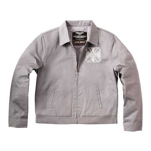 West Coast Choppers WCC OG Lined Workjacket Silver Gray - Classic Loose Fit, Durable Brass Zipper, Perfect for Chilly Days