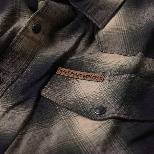 West Coast Choppers WCC Outlaw Flannel Shirt Oliv/Beige - Baumwolle/Viskose Mischung, Regular Fit
