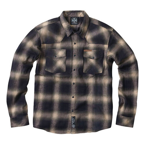 West Coast Choppers WCC Outlaw Flannel Shirt Oliv/Beige - Baumwolle/Viskose Mischung, Regular Fit