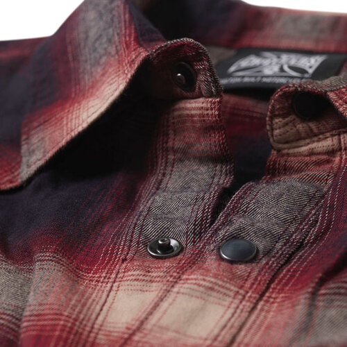 West Coast Choppers WCC Outlaw Flannel Shirt Red/Grey - Cotton/Viscose Blend, Regular Fit
