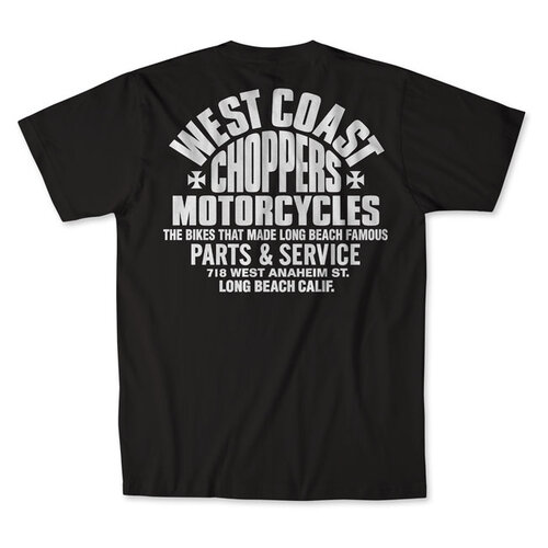 West Coast Choppers T-Shirt WCC Parts Noir/Blanc - 100% Coton, Coupe Confort