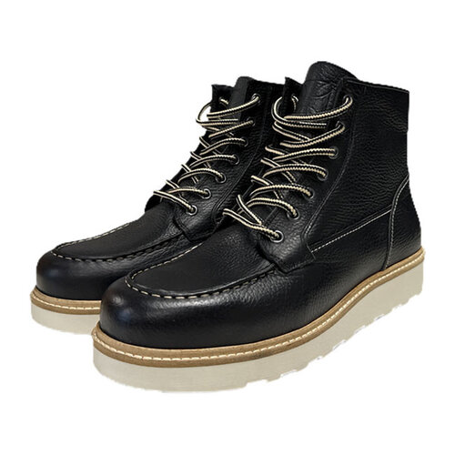 West Coast Choppers WCC Rigid Boots Tumbled Black - Tige en Cuir 100%, Semelle en Caoutchouc Naturel