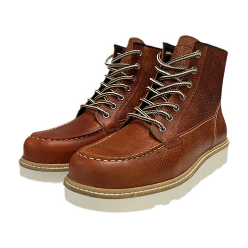 West Coast Choppers WCC Rigid Boots Tumbled Brown - Tige en Cuir 100%, Semelle en Caoutchouc Naturel