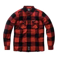 Wcc Rigid Flannel Shirt Rouge/Noir - Coton Brosse Doux avec Badge en Cuir
