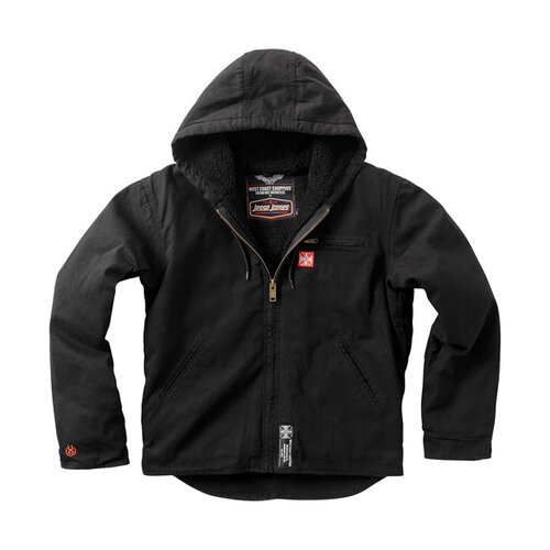 West Coast Choppers Veste de Travail WCC Sherpa Doublée Noire - Toile Résistante avec Capuche Isolée