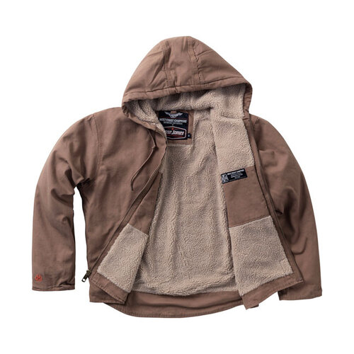West Coast Choppers WCC Sherpa Gefütterte Arbeitsjacke Frontier Brown - Robuste Canvas mit Isolierter Kapuze