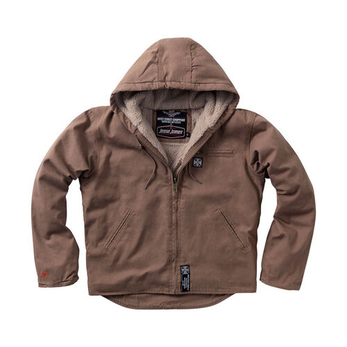 West Coast Choppers WCC Sherpa Gevoerde Werkjas Frontier Brown - Zware Canvas met Geïsoleerde Kap