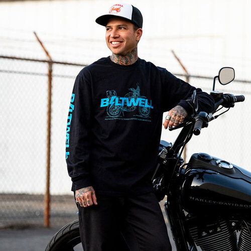 Biltwell ADVXL Long Sleeve T-Shirt Black - 100% Pre-Shrunk Cotton, Durable Regular Fit