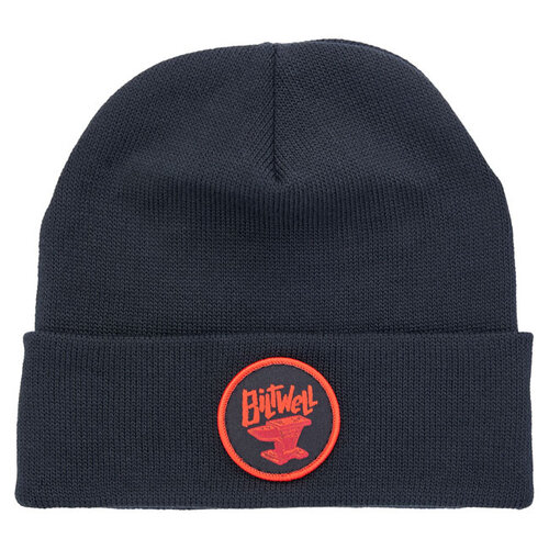 Biltwell Anvil Beanie Schwarz/Rot - 97% Recyceltes Polyester, Klassischer Stil