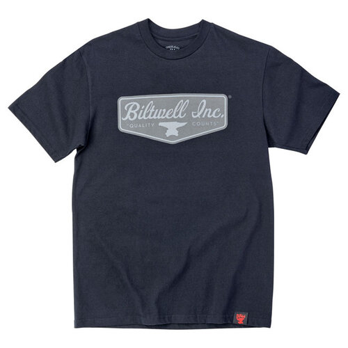 Biltwell T-Shirt Grey Shield Noir - 100% Coton Précuit, Coupe Standard