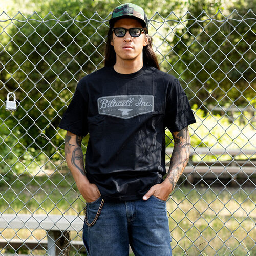 Biltwell T-Shirt Grey Shield Noir - 100% Coton Précuit, Coupe Standard