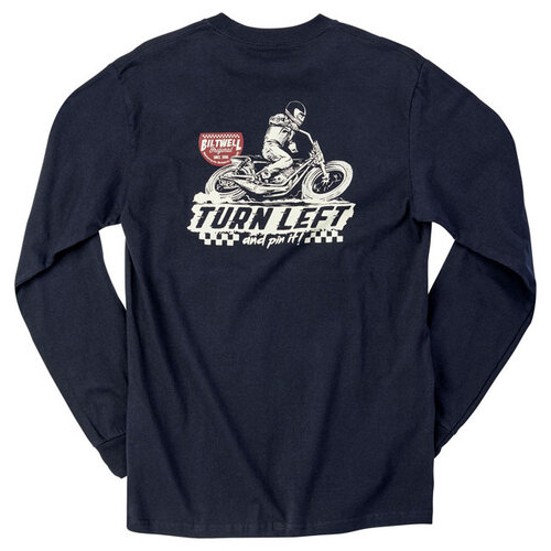 Biltwell Left Turn Lange Mouwen T-Shirt Zwart - 100% Katoen, Regular Fit