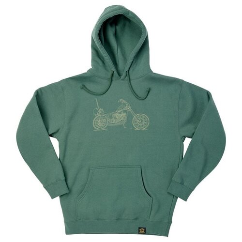 Biltwell Pan Hoodie Grün - Standard-Fit Schwergewicht Hoodie mit Tyler Cornelius Design