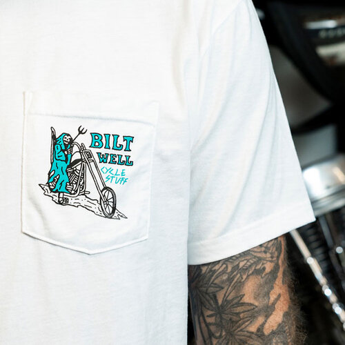 Biltwell T-Shirt Reaper Blanc - 100% Coton, Coupe Classique
