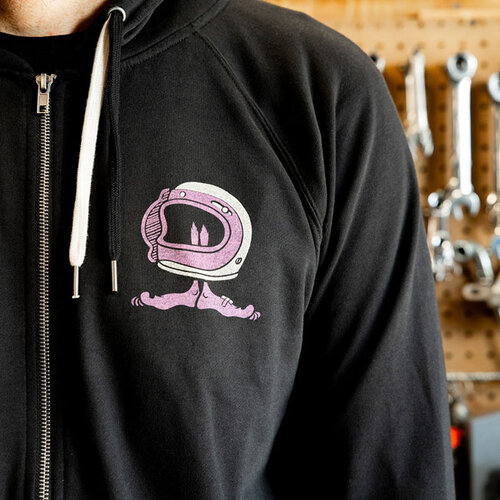 Biltwell Shorty Zip Hoodie Black - Lightweight 7.5oz Cotton with Thumbholes