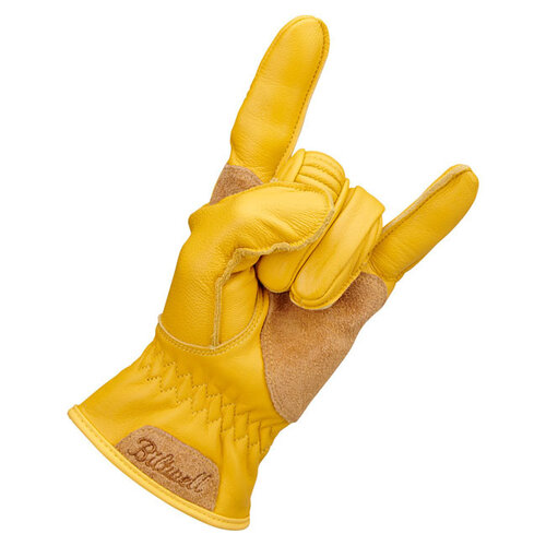 Biltwell Work Gloves 2.0 Gold - 100% Geitenleer Constructie met Suède Palm Bescherming