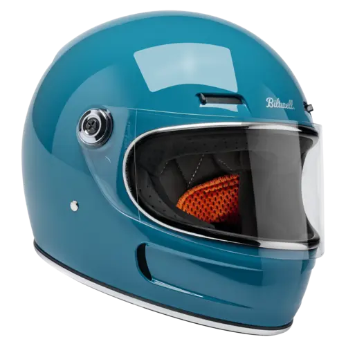 Biltwell Gringo SV Helm Gloss Atlantic Teal - Leichtes ABS-Gehäuse, Integrierte Belüftung für Komfort