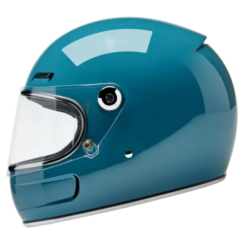 Biltwell Casque Gringo SV Gloss Atlantic Teal - Coque ABS légère, Vents intégrés pour le confort
