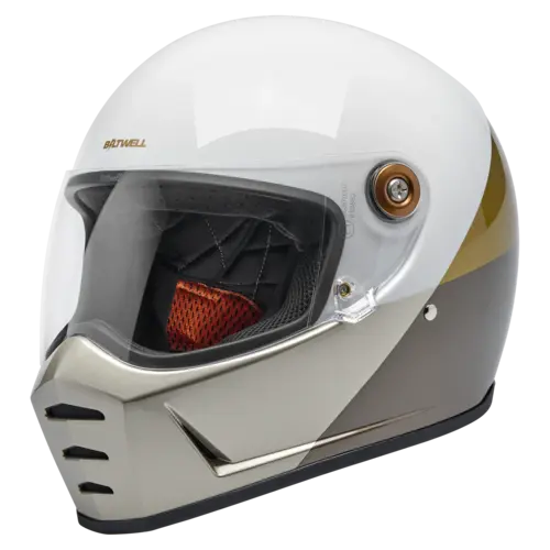 Biltwell Casque Lane Splitter Intersection Or/Argent/Brun - ECE 06 & DOT Approuvé, Coque ABS Robuste, Doublure EPS Ventilée